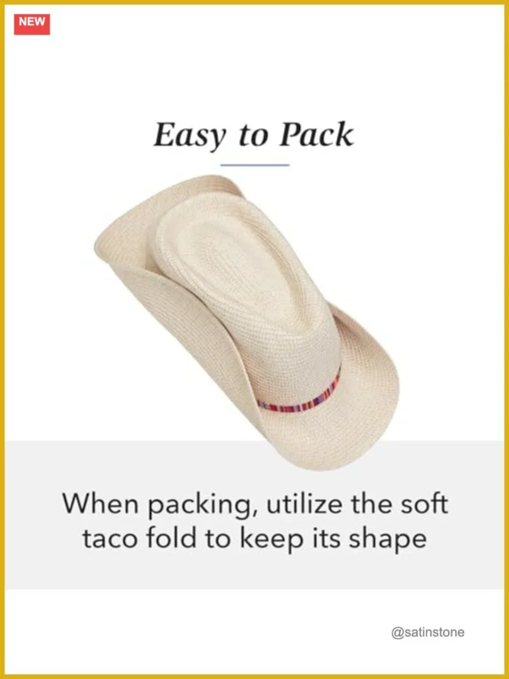 UPF 50+ Sun Protection Fedora - Packable Wide Brim Straw Hat